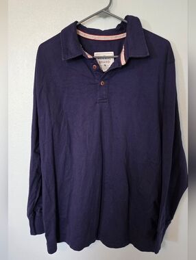 The Normal Brand | Navy Long Sleeve Polo Shirt Size Medium